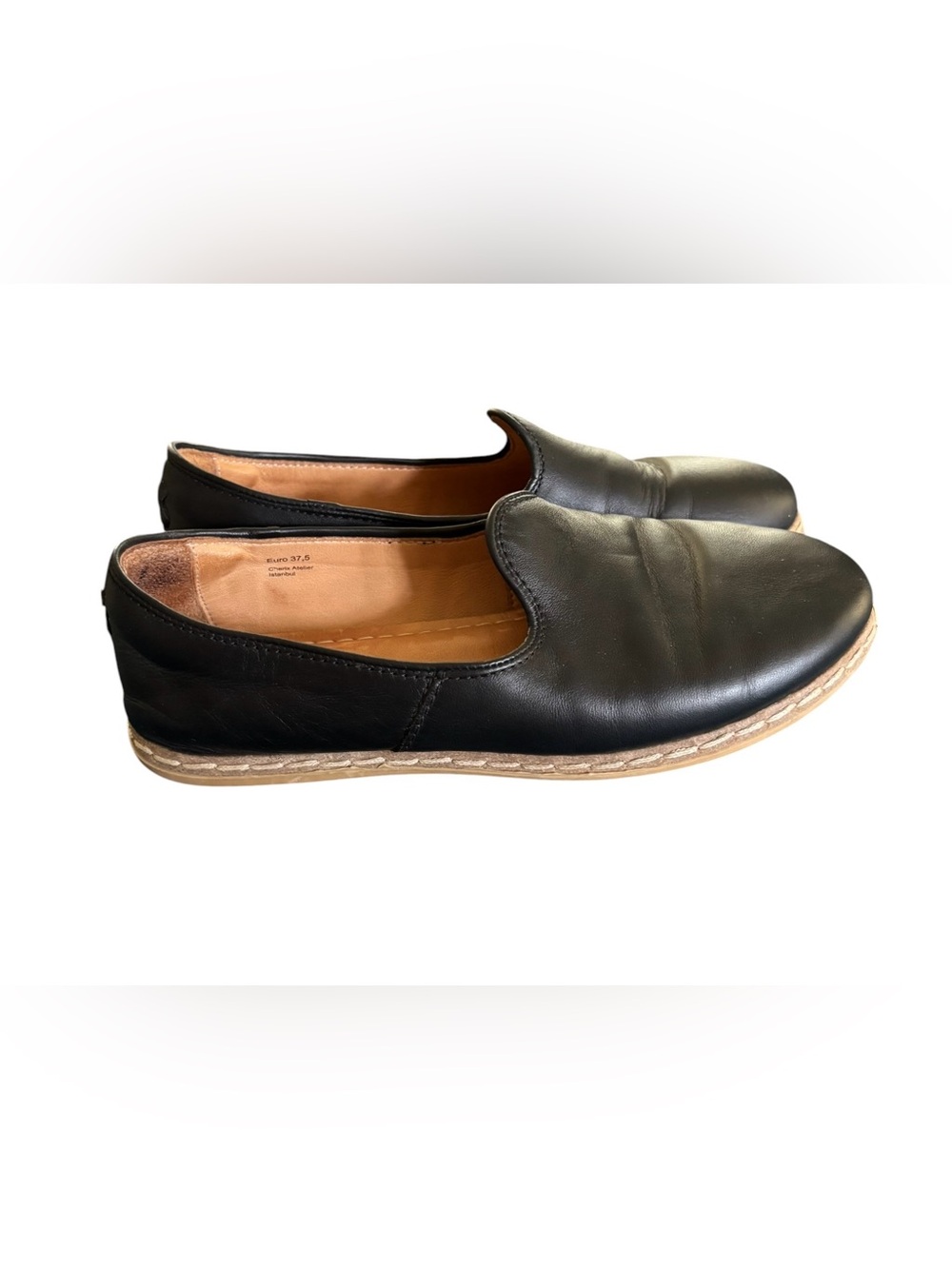 Charix Black Leather Slip On Shoes Minimalist Comfort Loafers Sz 37.5/7.5